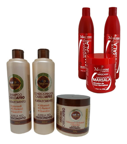 Kit Matizador Ruivo Marsala + Kit Cabelo Afro Salon Maycrene