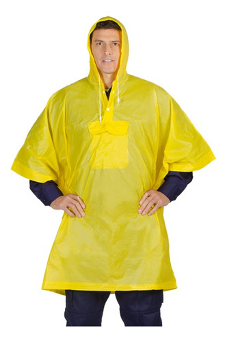 Poncho De Lluvia Agua Pvc Negro Transparente Amarillo X 50 U