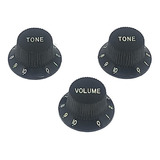 Jogo De Knobs 2 Tones + 1 Volume Pretos P/ Guitarra Strato