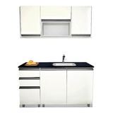 Mueble Cocina Alacena Y Bajo De 140 Blanco Perfil J Y Vidrio