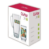 Set De 6 Vasos Cristar  Y Una Jarra De 1500 Ml Amazonia