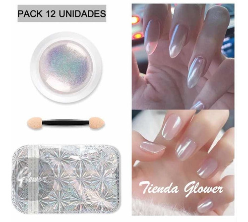 Polvo Efecto Espejo Para Uñas / Pigmento Aurora Pack 12