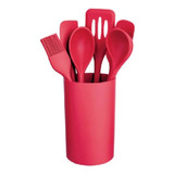 Utensílios Para Cozinha Em Silicone Vermelho 7 Peças Oferta