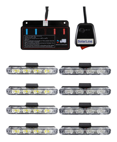 Baliza 8 Modulos 4 Led 32w 12v Facil Nl351-8 Rojo + Blanco