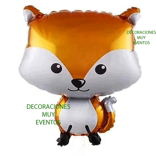 Globo Bosque Con  Zorro  Mapache Ardilla  18 Pulgad