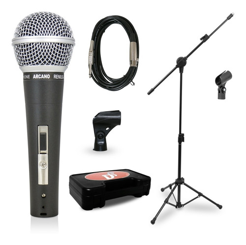 Kit Arcano Com 3 Mic Renius-8 (xlr-p10) + 1 Pedestal