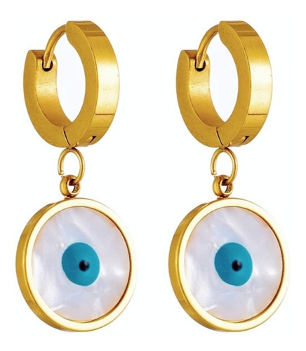 Aretes Arracadas Ojo Turco Baño De Oro 18k