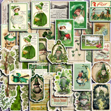 Set 50 Stickers Verde Bosque Vintage Scrapbooking Journal