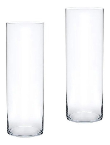 2 Vasos De Vidro Cilindrico Tubo - 14 Cm Por 30/40 Cm