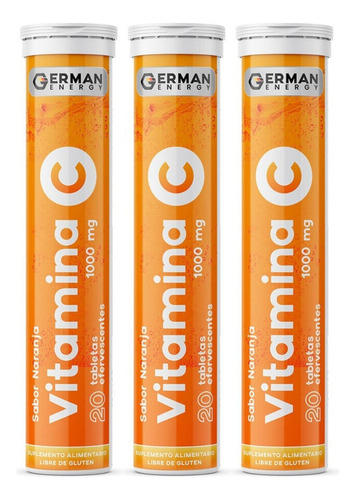 Vitamina C 1000 Mg Sabor Naranja German Energy Pack 3