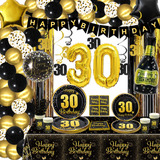 Decoración De Cumpleaños De Oro Negro De 30 Años