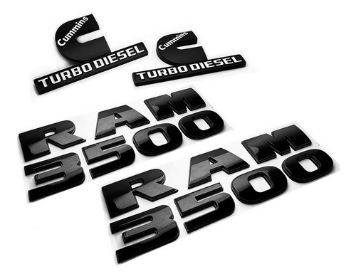 Kit Emblemas Para R4m3500 Cummins Turbo Diesel Negro/blanco