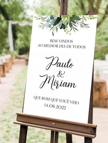 Placa Casamento Bem-vindo Recepção Personalizada