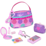 Kit Cosmético Juguete Niñas Maquillaje Set Rosa Bolso Tocado