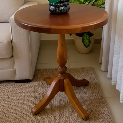 Mesa Lateral Vintage Pé Torneado Castanho | Parcelamento sem juros