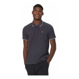 Camisa Polo Hering Masculina Manga Curta Algodão Cinza/azul