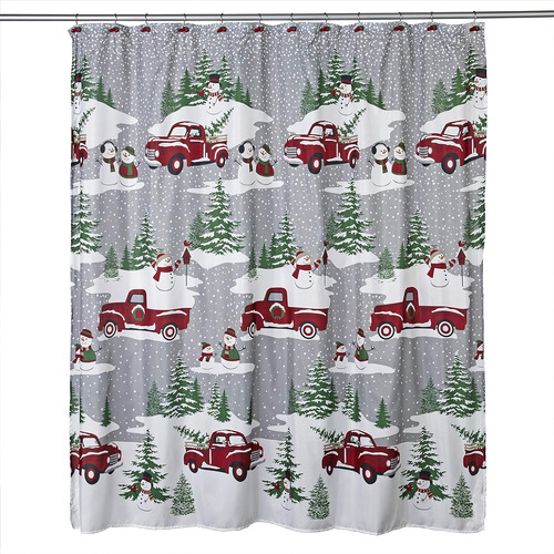 Skl Home Snowy Truck - Cortina De Ducha Y Gancho Para