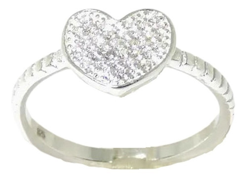 Anillo Plata 925 Cubic Zircon Micro Engarce Corazón Garantía