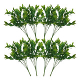 8 Buquês De Mini Fícus Verde Planta Artificial Decorativa