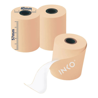 50 Rollos Termicos Colores 57x40 Recibo Terminal Ticket 58mm Naranja Claro