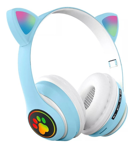 Fone De Ouvido Gatinho Bluetooth Infantil Led Menino Menina