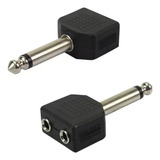 Plug Adaptador P10 Macho Mono Para 2 P2 Femea Jack Mono