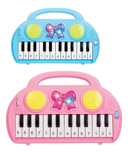 Piano Infantil Musical Con Sonido Luz 24cm Niños- Del Tomate Color Celeste