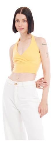 Crop Top Mujer Seven M/s Amarillo Poliéster 28095325-10235