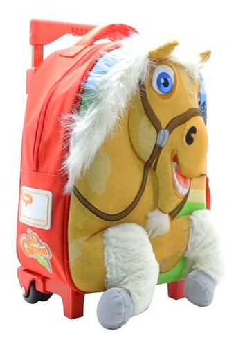Mochila Infantil Con Carro Caballo Percheron Granja De Zenon Diseño De La Tela Estampado