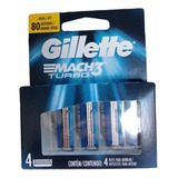  Gillette Repuestos P/rastrillo Mach3 Turbo 4pzs Pack 2cajas