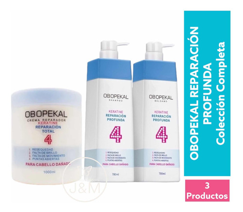 Shampoo + Acondicionador + Crema Obopekal Reparación Total 4