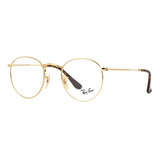 Armação Para Grau Ray Ban Round Metal Rb 3447vl 2500 Dourado