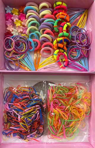 Set Accesorios Pelo Niñas Hebillas Cauchos Piojitos 750pcs