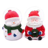 2 Pcs Bola De Cristal Pai Natal Boneco De Neve Decoração