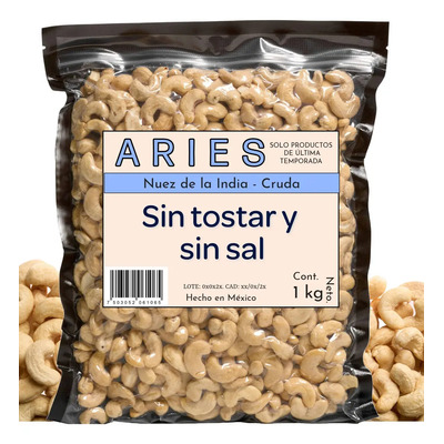 Nuez De La India Cruda - 1 Kg - Sin Tostar Y Sin Sal - Aries | MercadoLibre