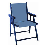 Cadeira Praia Dobrável Em Madeira Black Com Tecido Cor Azul-claro