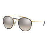 Gafas De Sol Ray-ban Round Double Bridge Metal Unisex Color De La Lente Plateado Color Del Armazón Dorado Diseño Espejeada