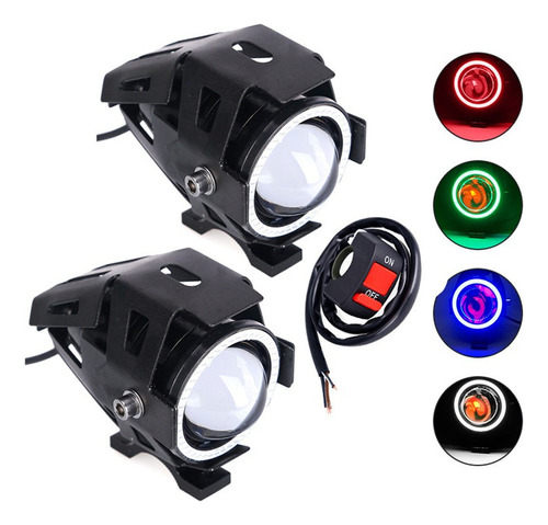 Luz De Motocicleta U7 Cañón Láser Faro Externo Un Par