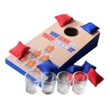 Cornhole Toss Club-tablero De Madera Con 4 Tazas, Juego De