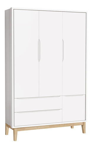 Guarda-roupa Retrô 3 Portas Classic Branco/natural - Reller