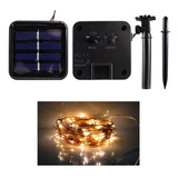 Guirnalda Solar 12 Metros 100 Led Ip65 Ts-gl1054 Calida