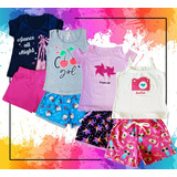 Kit 20pçs Sendo 10 Blusas + 10 Shorts Roupa Infantil Atacado