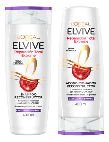 Kit Elvive Reparación Total Ext 400ml Shampoo Acondicionador