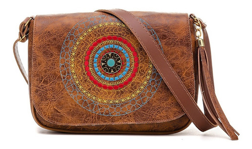 Bolsa Pequena Transversal Feminina Mandala Vegana Hippie    