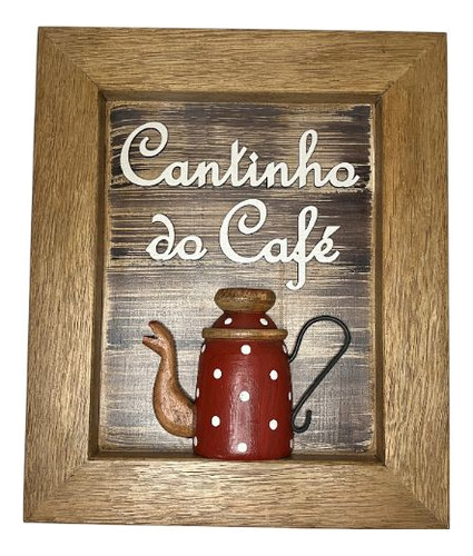 Quadro Decorativo Rústico Cantinho Do Café Vermelho 25x30