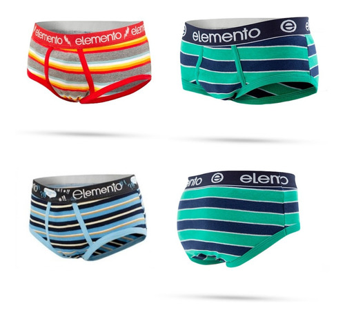 Pack Por Mayor 6 Slip Elemento Algodón Lycra Rayado Niños 