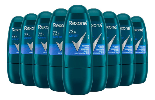 Kit 9 Desodorante Rollon Rexona Men Active Dry 72h 30ml