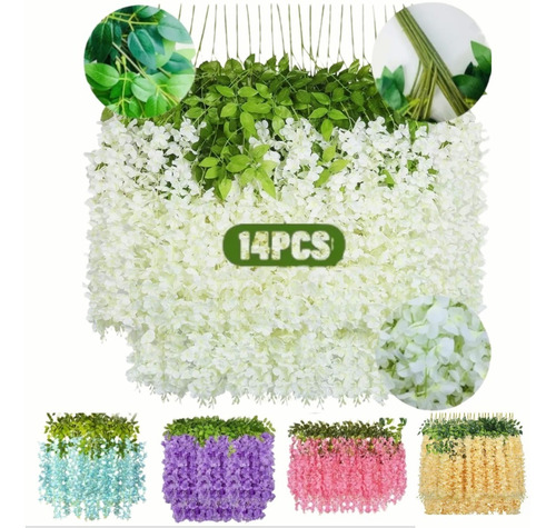 Lote 14pcs Wisteria Artificial Flores Decoración Boda Hogar