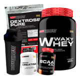 Combo Whey Pro + Bcaa + Creatina + Dextrose + Coqueteleira