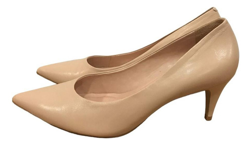 Stilletos Taco Bajo Color Nude Cuero Mishka Talle 41 